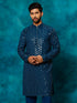 Men's Navy Blue Georgette Sequins Kurta
